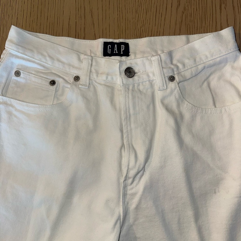 GAP Classic Fit Straight White Denim Jeans 100% Cotton 6 Tall 5-Pocket Button